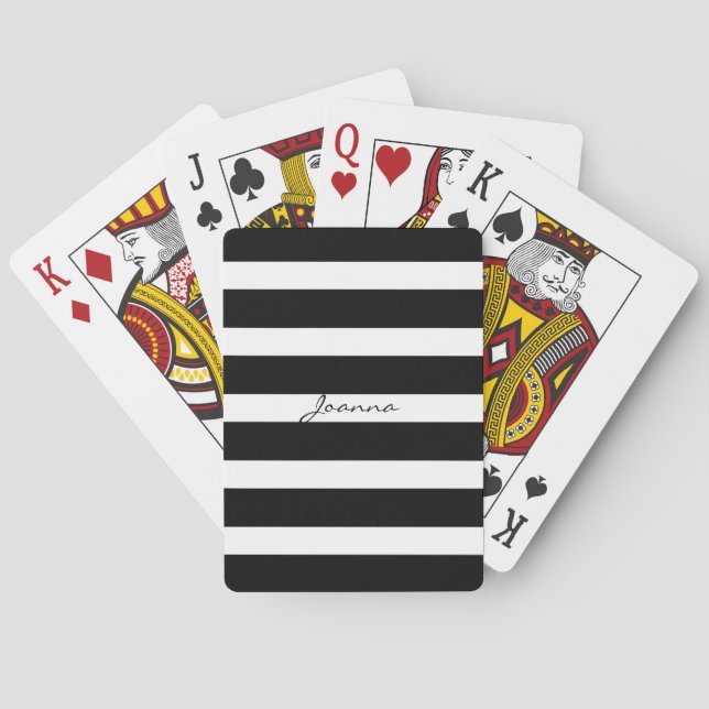 Geometrische schwarze Streifen Spielkarten (Rückseite)