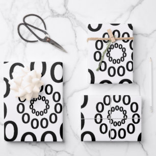 Geometrische schwarze und weiße Kreise Geschenkpapier Set