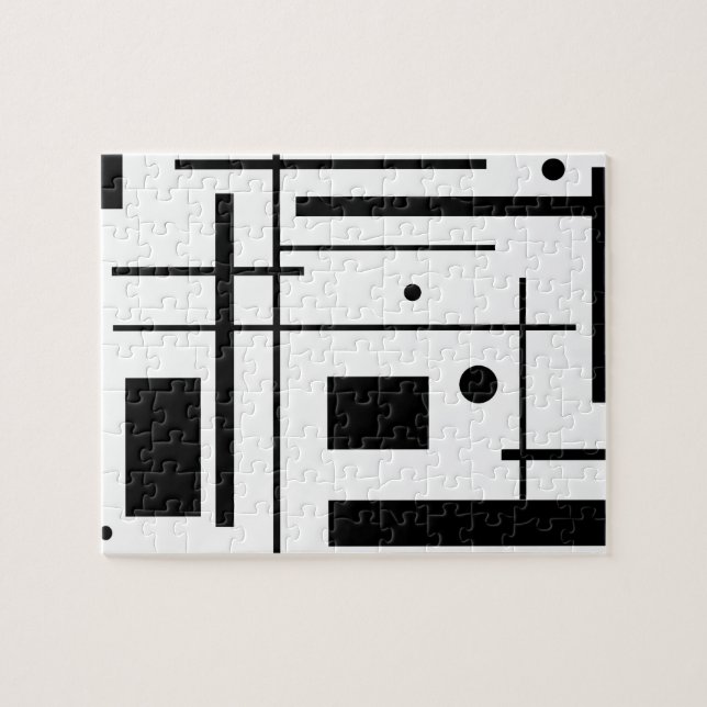 Geometrische Schwarzweiss-Form-Puzzle (Horizontal)