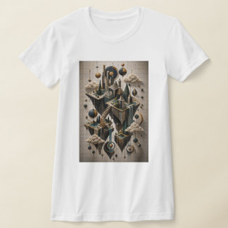 Geometrische schwebende Reiche in 3D-Mikro-Mosaik T-Shirt