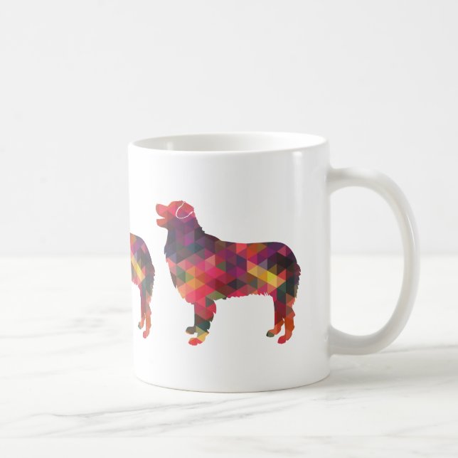 Geometrische Silhouette für australische Schepherd Kaffeetasse (Rechts)