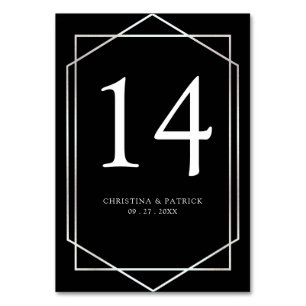 Geometrische Silver- und Black Wedding-Tischnummer Tischnummer