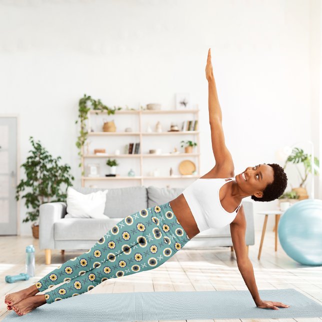 Geometrische Sonnenblume Capri Leggings (Von Creator hochgeladen)