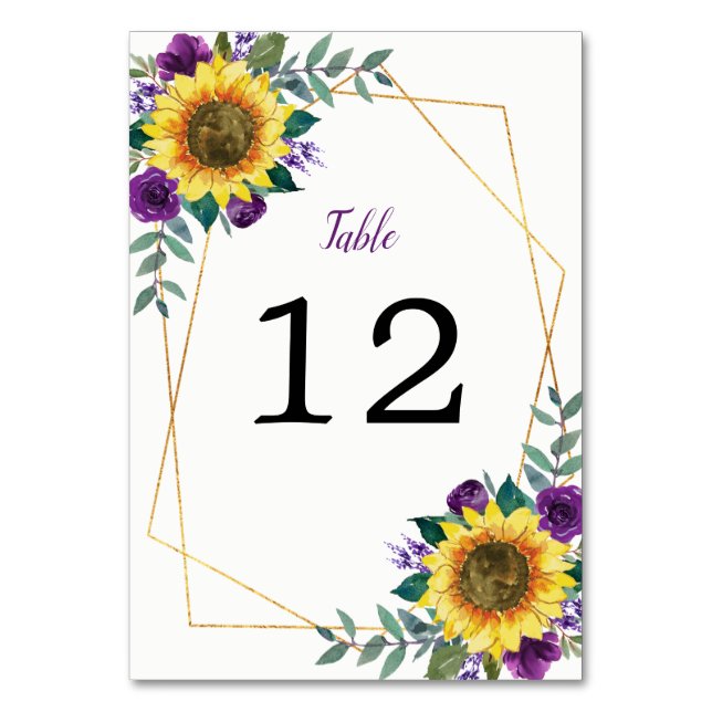 Geometrische Sonnenblume Lila Rose Tischnummer (Vorderseite)