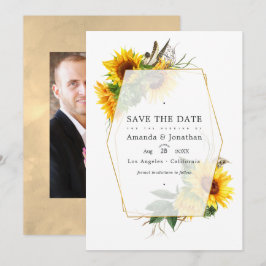 Geometrische Sonnenblume Rustikale Brauerei Hochze Save The Date