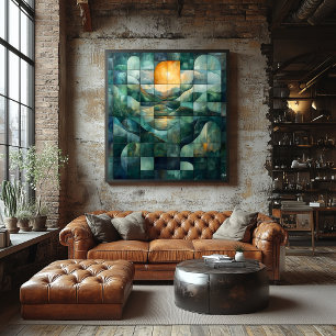 Geometrische Sonnenuntergangslandschaftskunst – Tü Poster