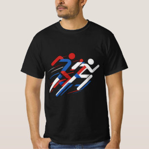 Geometrische Sprinter Rot Weiß Blau Laufrennen Ar T-Shirt