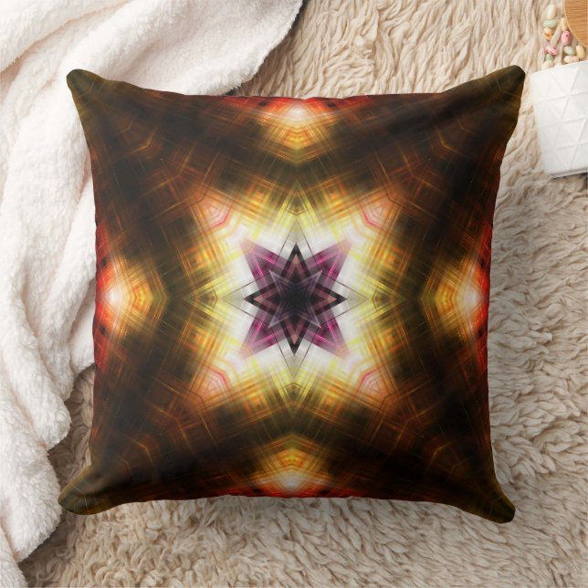 Geometrische Sternexplosion mit Abstraktem Licht Kissen (Decke)