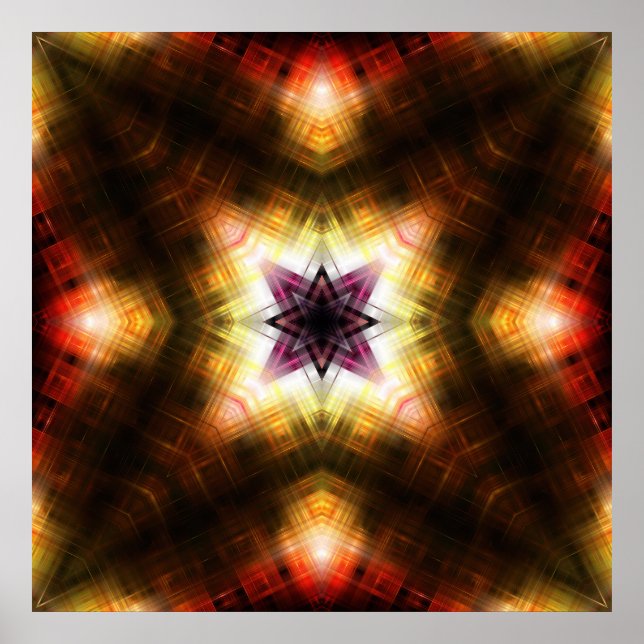 Geometrische Sternexplosion mit Abstraktem Licht Poster (Vorne)