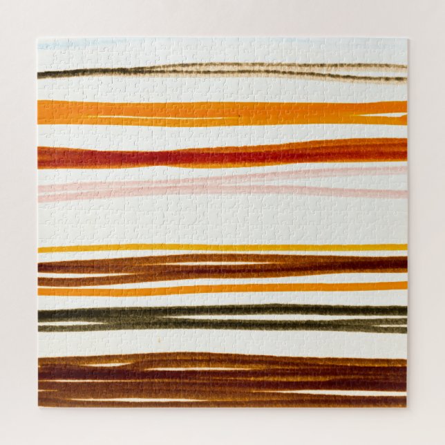 Geometrische Streifen, Aquarellbilder in Orange (Vertikal)