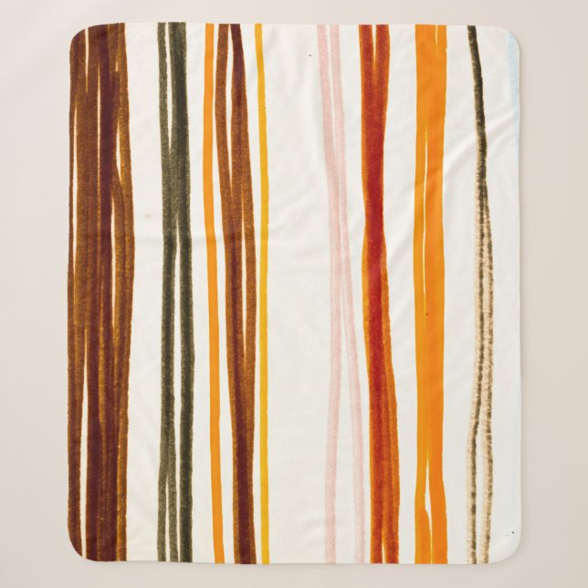 Geometrische Streifen, Aquarellbilder in Orange Sherpadecke (Vorderseite)