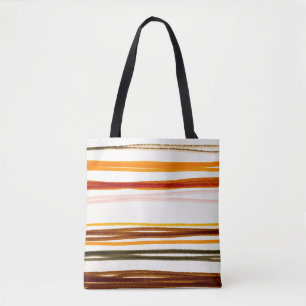 Geometrische Streifen, Aquarellbilder in Orange Tasche