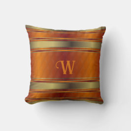 Geometrische Streifen aus Gold und Orange Mit Mono Kissen