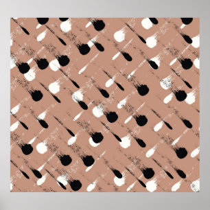 Geometrische Streifen Braunes Nahtloses Muster Poster
