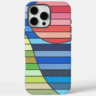 Geometrische Streifen mit rotem Kreis und grünen K iPhone 16 Pro Max Hülle