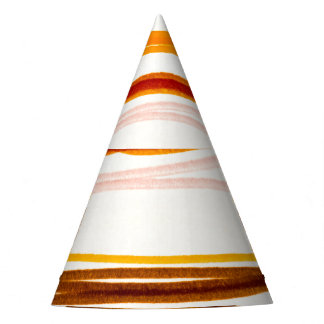 Geometrische Streifen, orange Wasserfarben-Illustr Partyhütchen