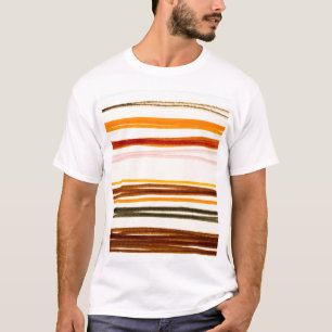 Geometrische Streifen, orange Wasserfarben-Illustr T-Shirt
