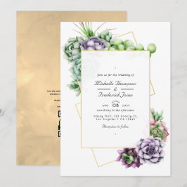 Geometrische Sukkulationen QR Code UAWG Wedding Einladung