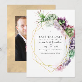 Geometrische Sukkulenten Herbarium Garden Wedding Save The Date