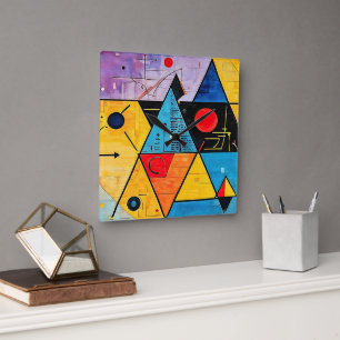 Geometrische Symbole Abstrakt #02 Quadratische Wanduhr