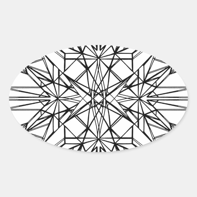 geometrische Symmetrie Ovaler Aufkleber (Vorderseite)
