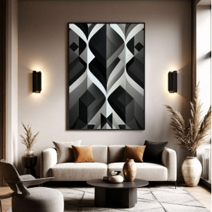 Geometrische Symphonie in Schwarz und Weiß Poster