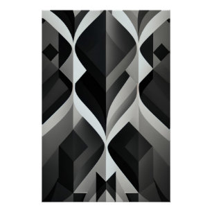 Geometrische Symphonie in Schwarz und Weiß Poster