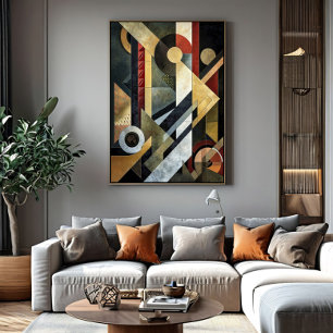 Geometrische Symphonie in Terracotta und Black Poster