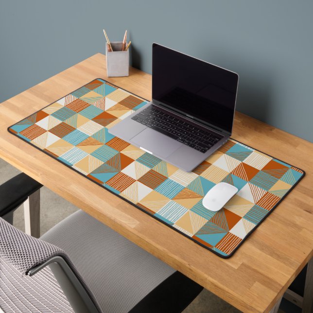 Geometrische Tafel mit Linien, Türkis, Rost Schreibtischunterlage (Büro 2)