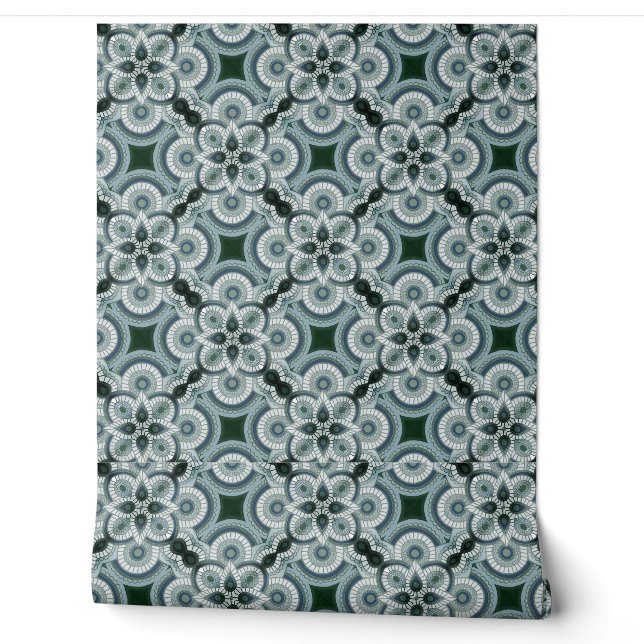 geometrische Tapete grün und türkis 2' x 4' (Abrollen)