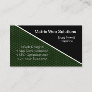 Geometrische Tech Business Card, Forest Green Visitenkarte