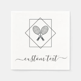 Geometrische Tennisschläger Vintag Retro Schwarz-w Serviette