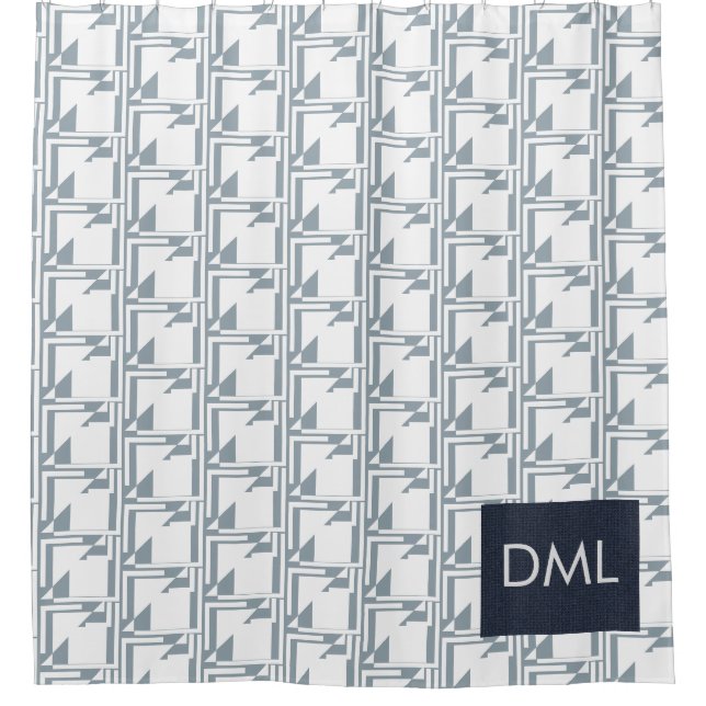 Geometrische Textur Warme blaue Tonmuster Duschvorhang (Vorderseite)