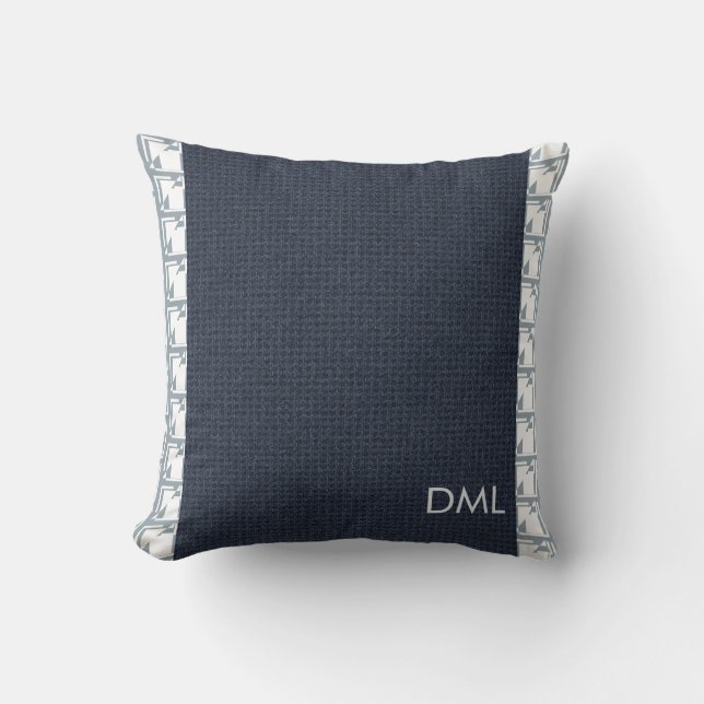 Geometrische Textur Warme blaue Tonmuster Kissen (Vorderseite)
