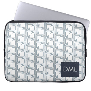 Geometrische Textur Warme Blautöne Muster Laptopschutzhülle