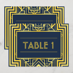 Geometrische Tischnummern für Navy und Gold