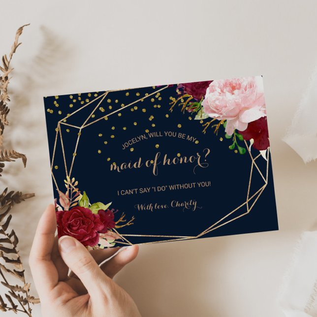 Geometrische Trauzeugin Einladungspostkarte (Von Creator hochgeladen)