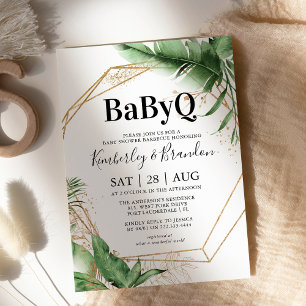 Geometrische Tropische Botanische BBQ-Baby-Party Einladung