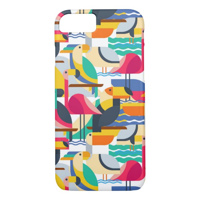 Geometrische tropische Vögel Case-Mate iPhone Hülle (Rückseite)