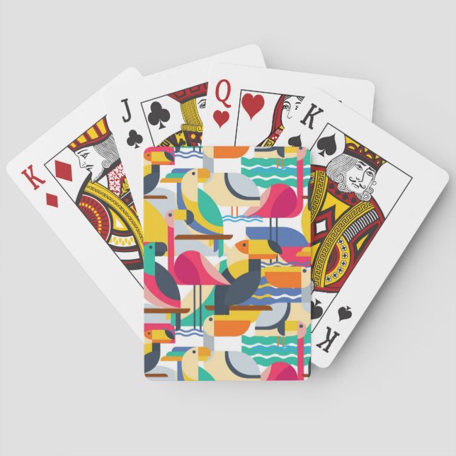 Geometrische tropische Vögel Spielkarten (Rückseite)