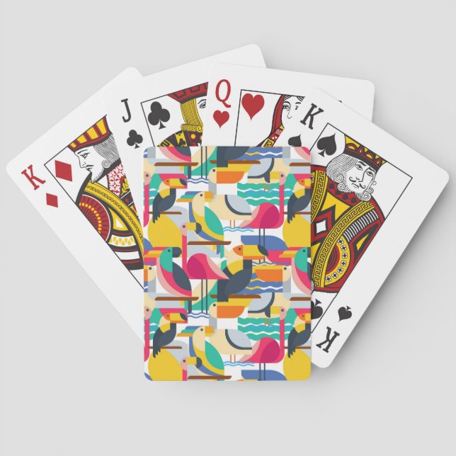 Geometrische tropische Vögel Spielkarten (Rückseite)