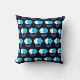 Geometrische Tulips Blau und Schwarz Kissen