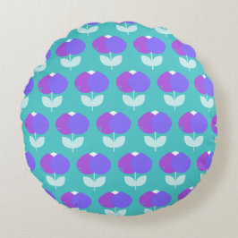 Geometrische Tulips Lila und Aqua Rundes Kissen