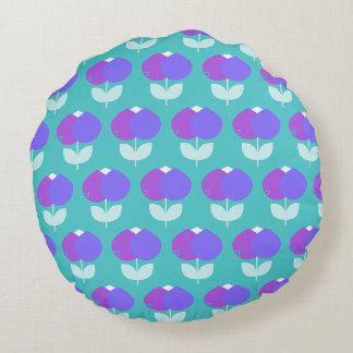 Geometrische Tulips Lila und Aqua Rundes Kissen