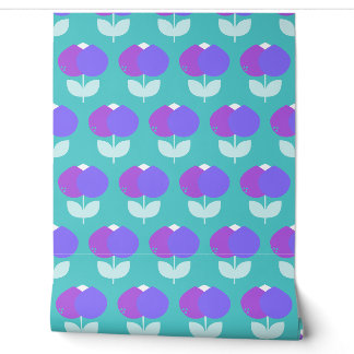 Geometrische Tulips Lila und Aqua Tapete