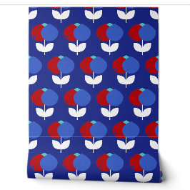 Geometrische Tulips rot und blau Tapete