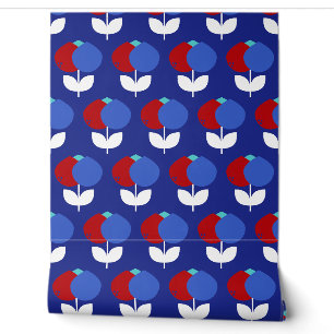 Geometrische Tulips rot und blau Tapete