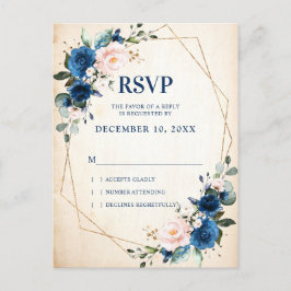 Geometrische UAWG für das Navy Blue Blush Rustic C Postkarte
