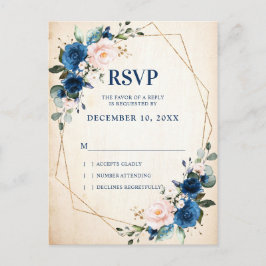 Geometrische UAWG für das Navy Blue Blush Rustic C Postkarte