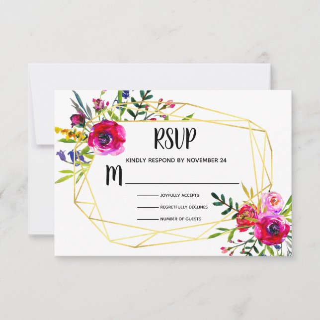 Geometrische UAWG für Wasserfarben RSVP Karte (Vorderseite)